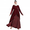 Polka dotted asymmetrical dress abaya- Maroon Polka dotted asymmetrical dress abaya- Maroon